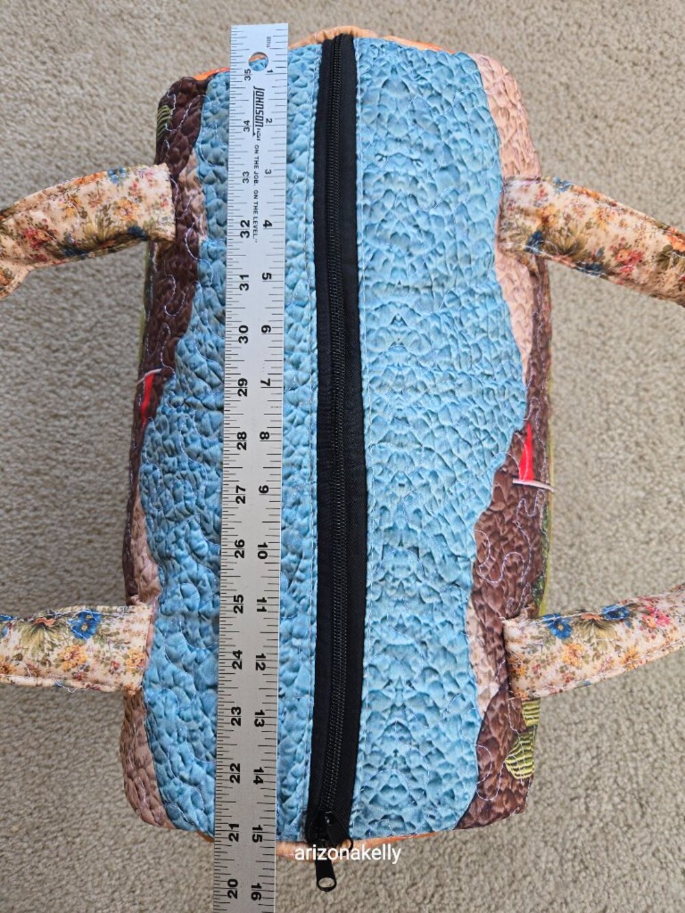 NWT Quilted Fabric Duffel Zippered Bag Cactus Desert Saguaro Arizona Southwest - Picture 8 of 12